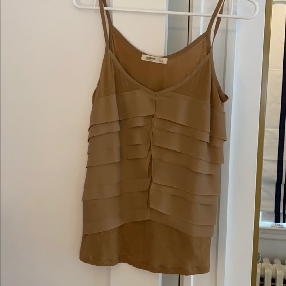 Old Navy camel ruffled tank top